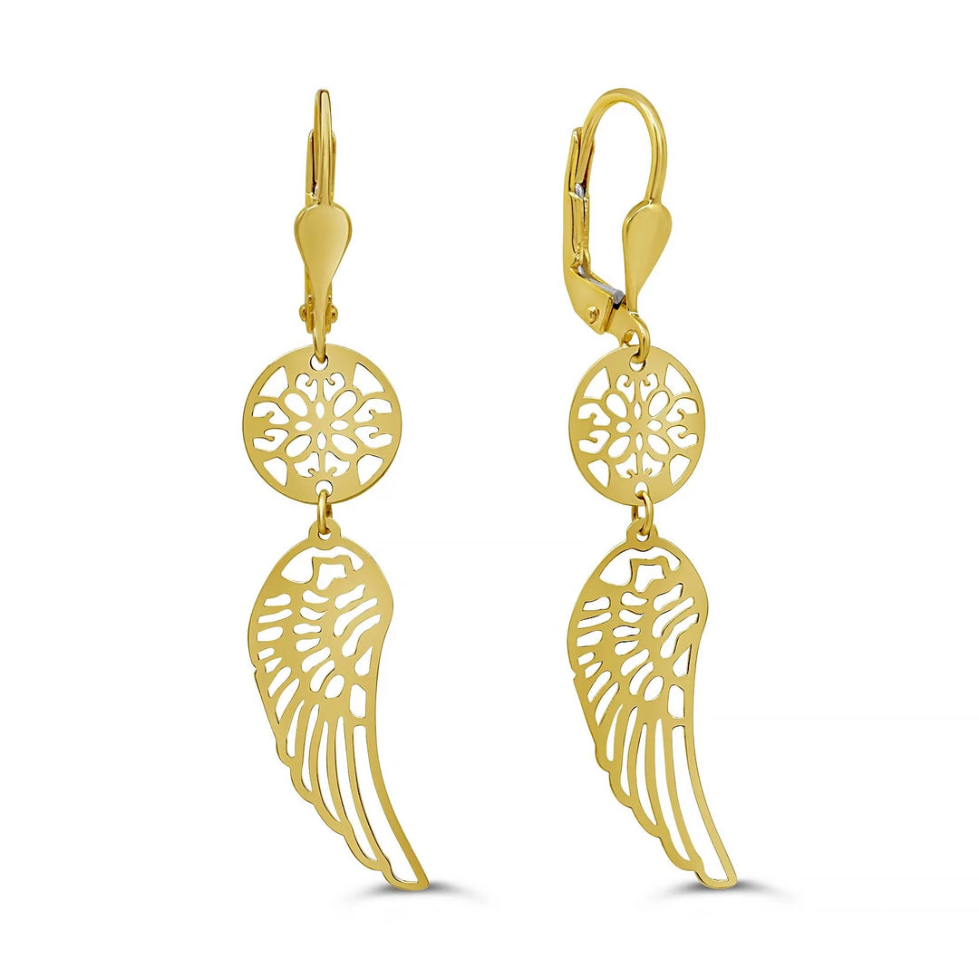 Stunning 10K yellow gold drop earrings featuring intricate filigree designs, perfect for adding elegance and sophistication to any look.