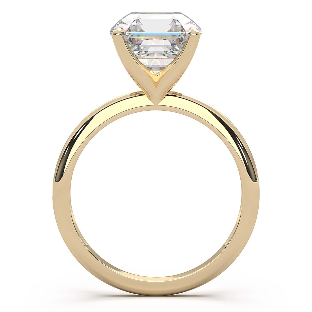 3 Carat Asscher Cut Lab-Grown Diamond Solitaire Ring in 14K Gold - Architectural Elegance