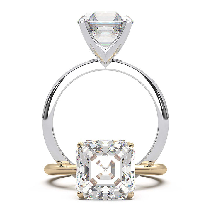 3 Carat Asscher Cut Lab-Grown Diamond Solitaire Ring in 14K Gold - Architectural Elegance