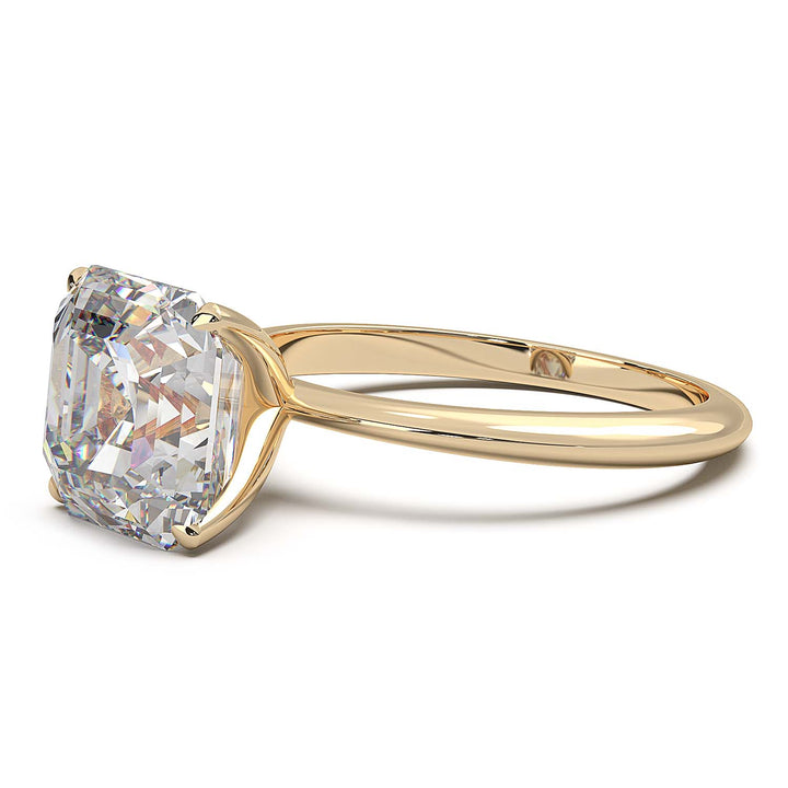 3 Carat Asscher Cut Lab-Grown Diamond Solitaire Ring in 14K Gold - Architectural Elegance