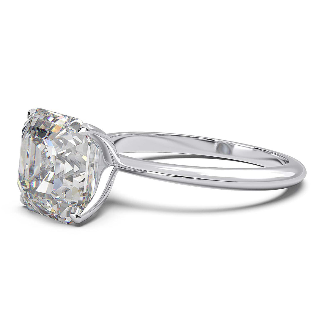 3 Carat Asscher Cut Lab-Grown Diamond Solitaire Ring in 14K Gold - Architectural Elegance