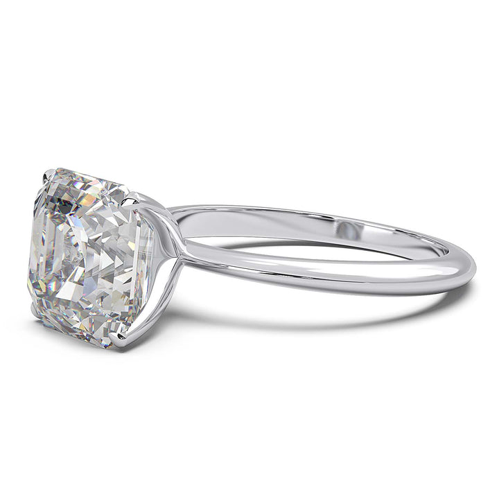 3 Carat Asscher Cut Lab-Grown Diamond Solitaire Ring in 14K Gold - Architectural Elegance