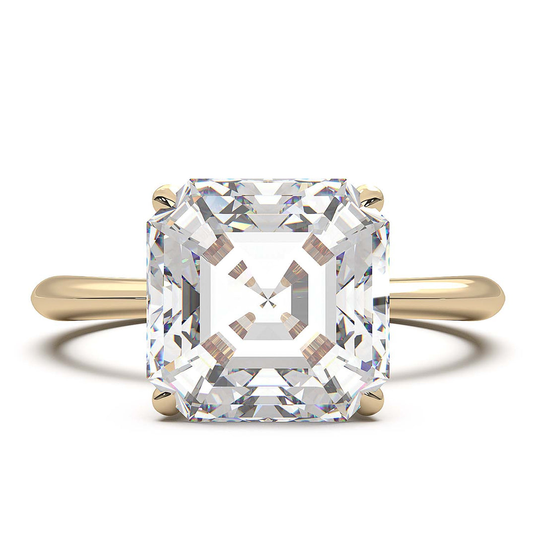 3 Carat Asscher Cut Lab-Grown Diamond Solitaire Ring in 14K Gold - Architectural Elegance