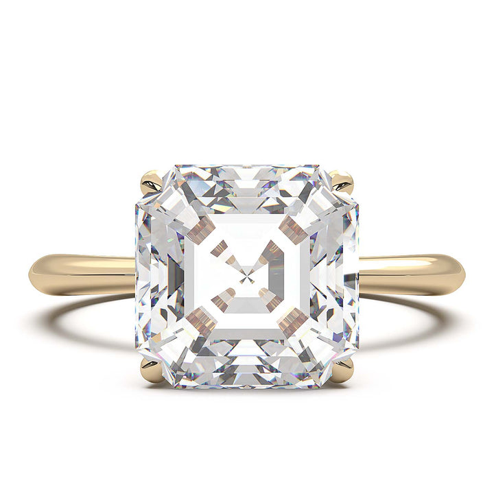 3 Carat Asscher Cut Lab-Grown Diamond Solitaire Ring in 14K Gold - Architectural Elegance