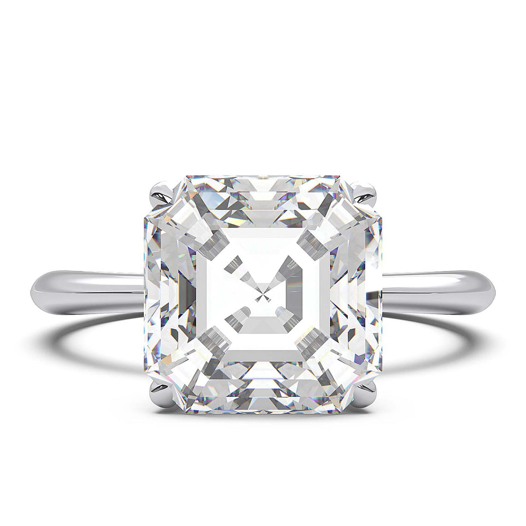 3 Carat Asscher Cut Lab-Grown Diamond Solitaire Ring in 14K Gold - Architectural Elegance
