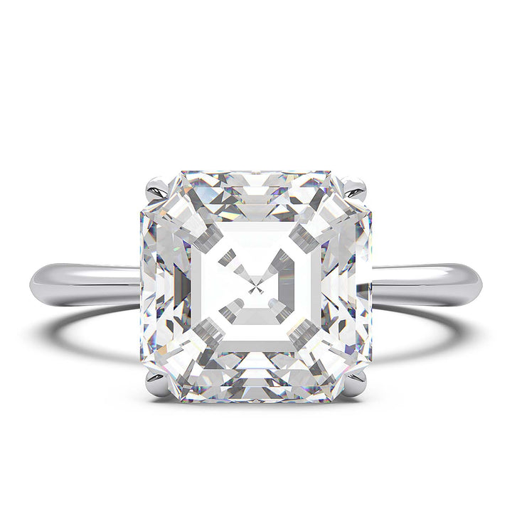 3 Carat Asscher Cut Lab-Grown Diamond Solitaire Ring in 14K Gold - Architectural Elegance