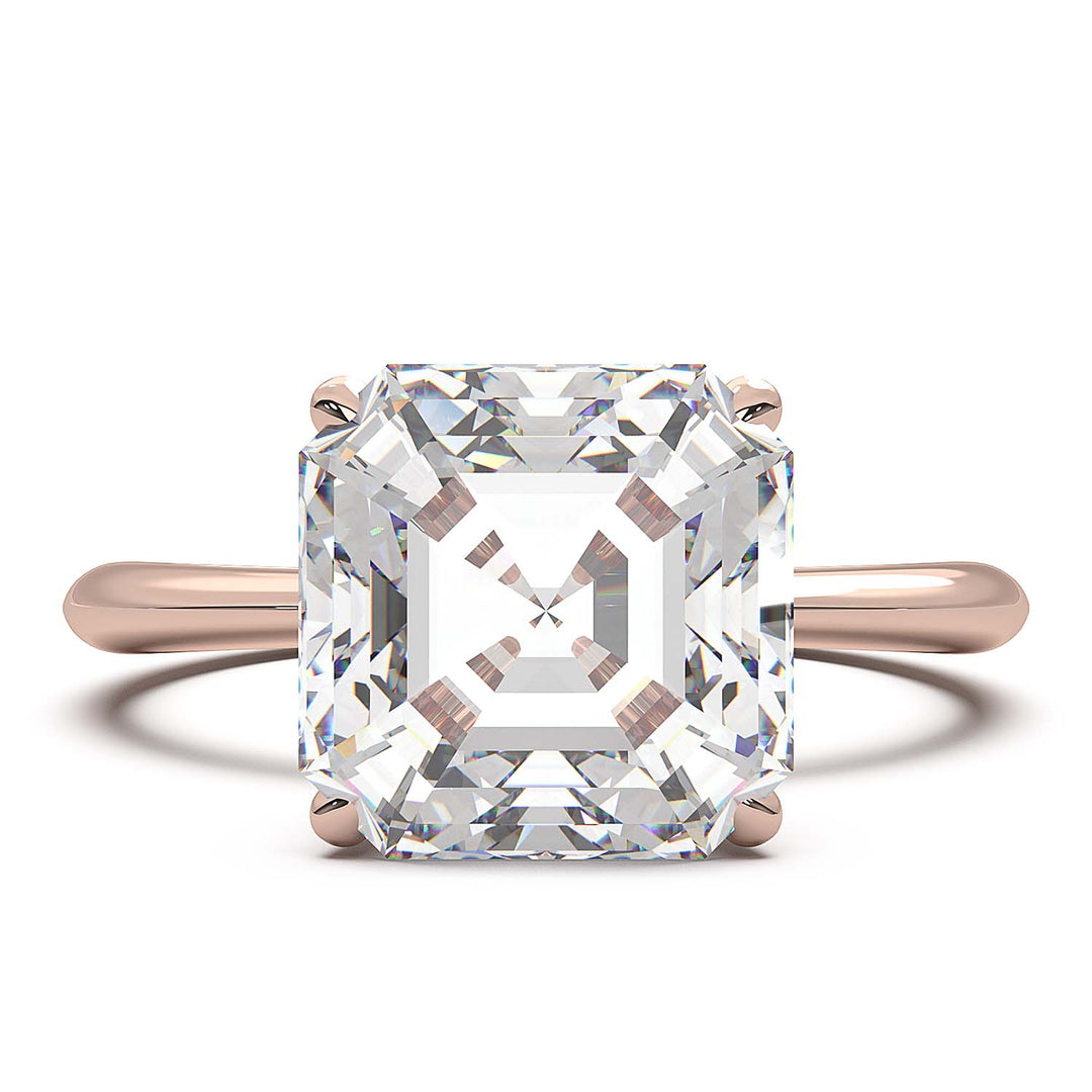 3 Carat Asscher Cut Lab-Grown Diamond Solitaire Ring in 14K Gold - Architectural Elegance