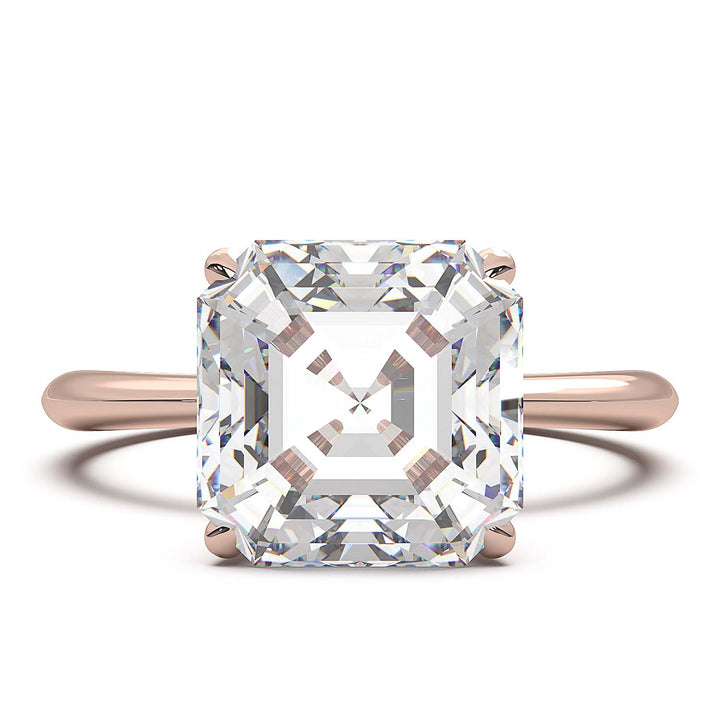 3 Carat Asscher Cut Lab-Grown Diamond Solitaire Ring in 14K Gold - Architectural Elegance