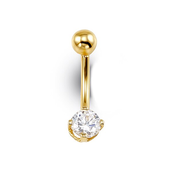 14K Yellow Gold Belly Ring with Cubic Zirconia | RUDIX JEWELLERY