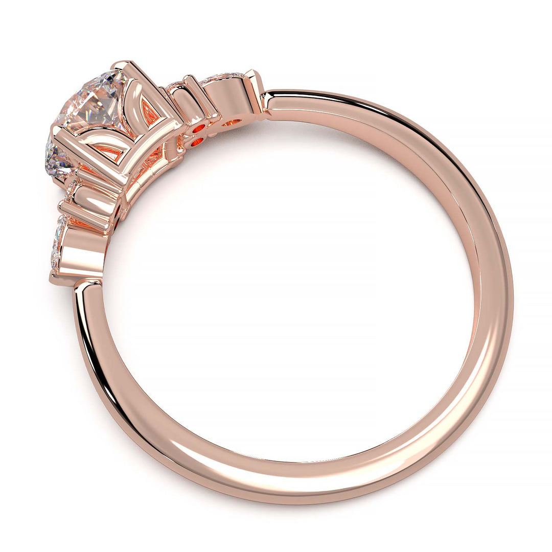 Elegant Cluster Side Engagement Ring with Round and Marquise Lab-Grown Diamonds