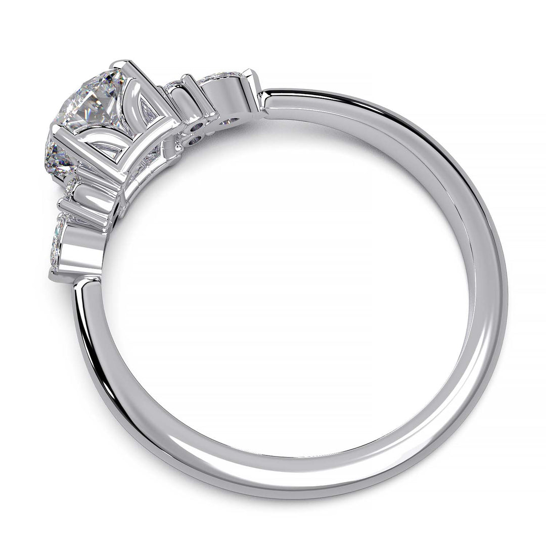 Elegant Cluster Side Engagement Ring with Round and Marquise Lab-Grown Diamonds