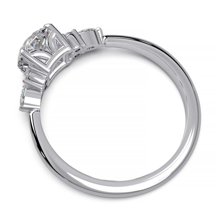 Elegant Cluster Side Engagement Ring with Round and Marquise Lab-Grown Diamonds