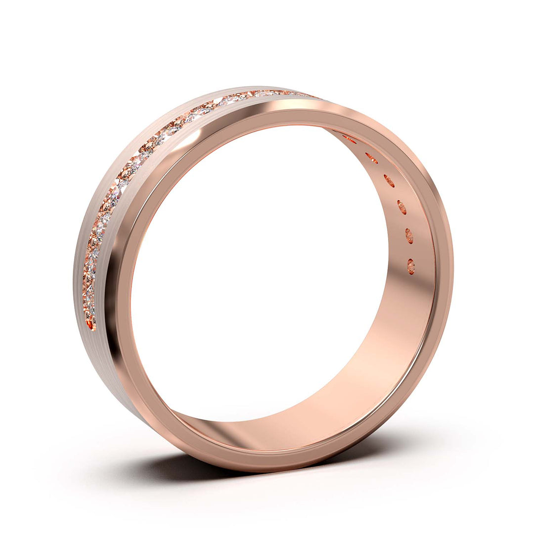 Elegant Unisex 6.5 mm Wedding Band with Channel-Set Lab-Grown Diamonds, Brushed & Polished Finishes in Varied Precious Metals