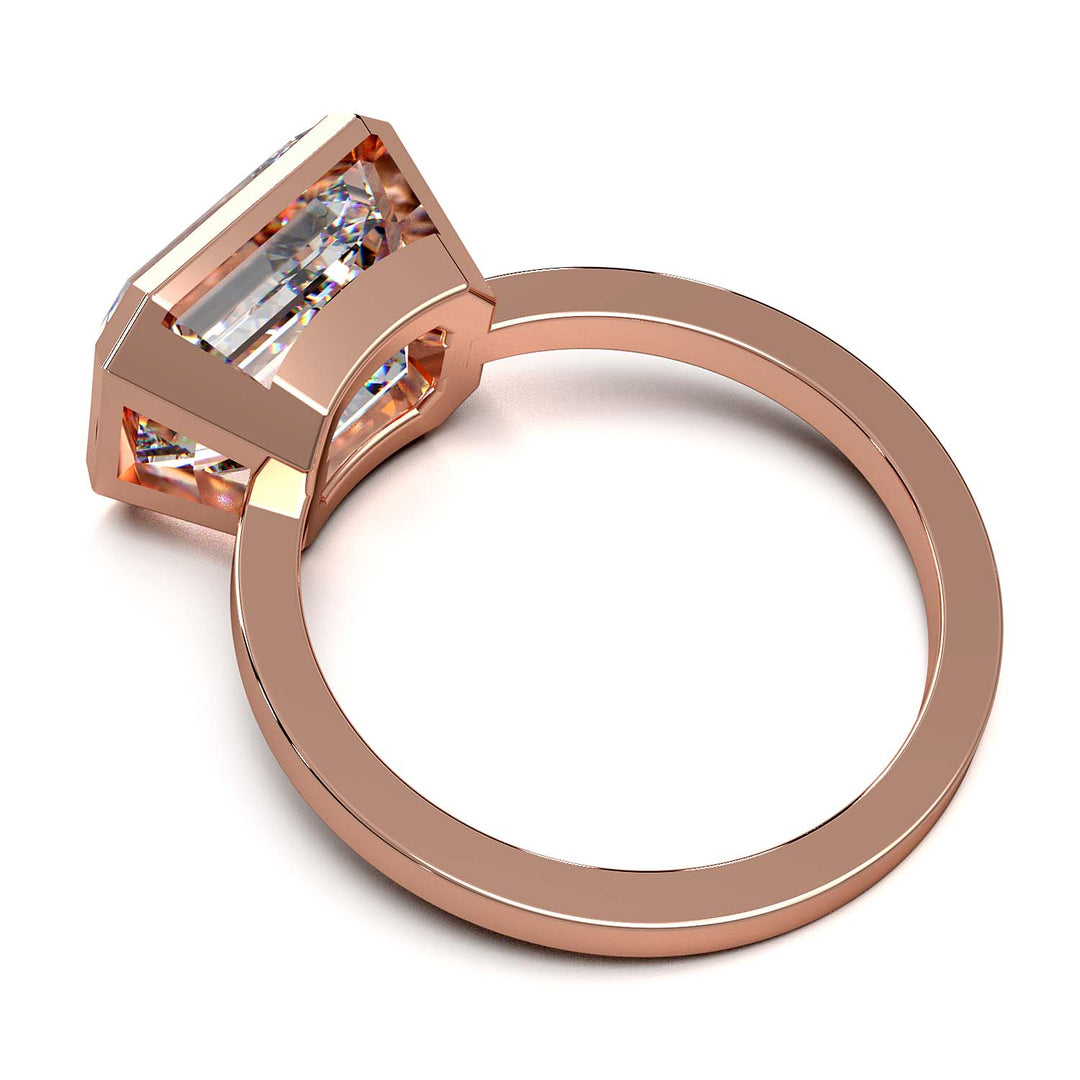 Exquisite 5.7-Carat Emerald-Cut Lab-Grown Diamond Engagement Ring in a Lustrous Bezel Setting