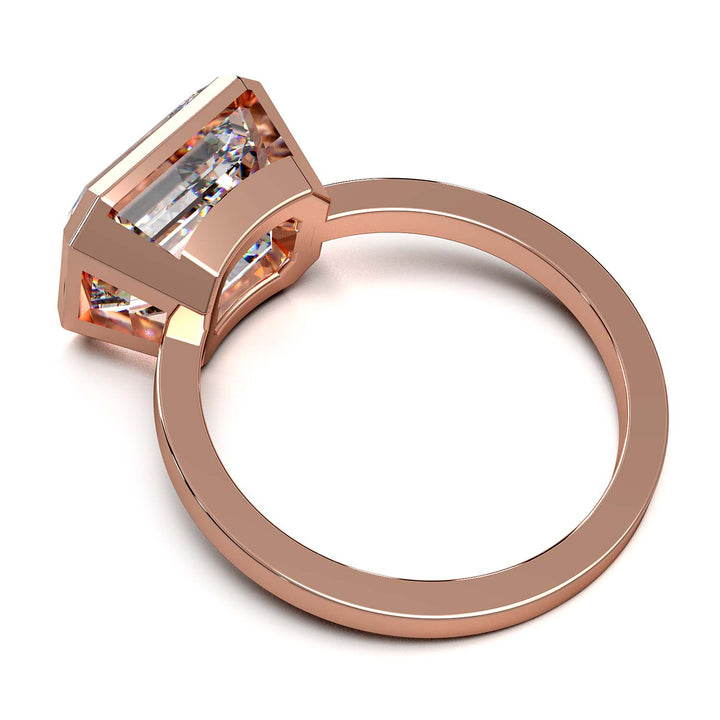 Exquisite 5.7-Carat Emerald-Cut Lab-Grown Diamond Engagement Ring in a Lustrous Bezel Setting