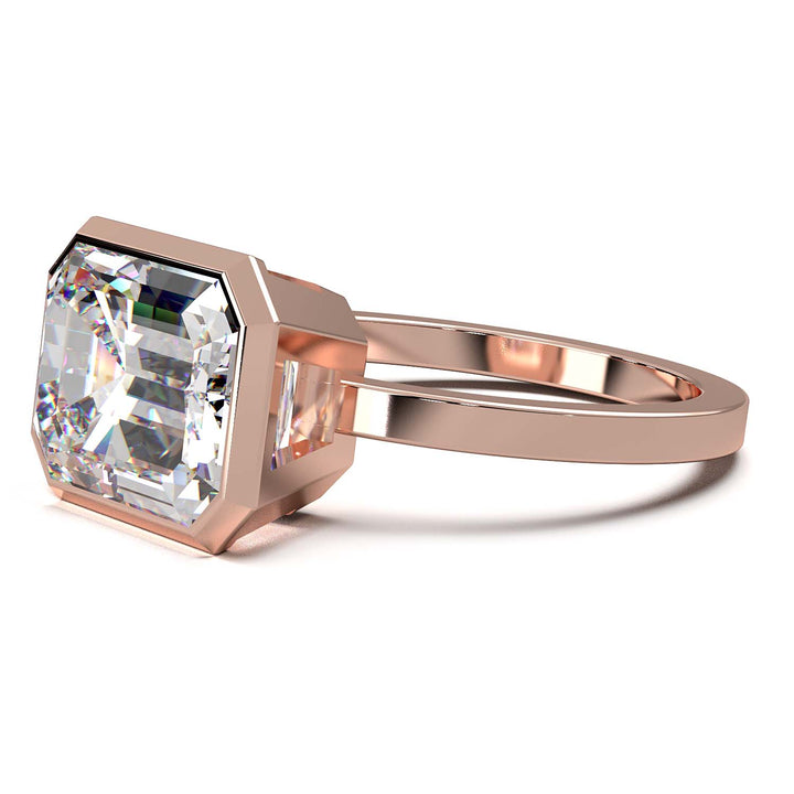Exquisite 5.7-Carat Emerald-Cut Lab-Grown Diamond Engagement Ring in a Lustrous Bezel Setting