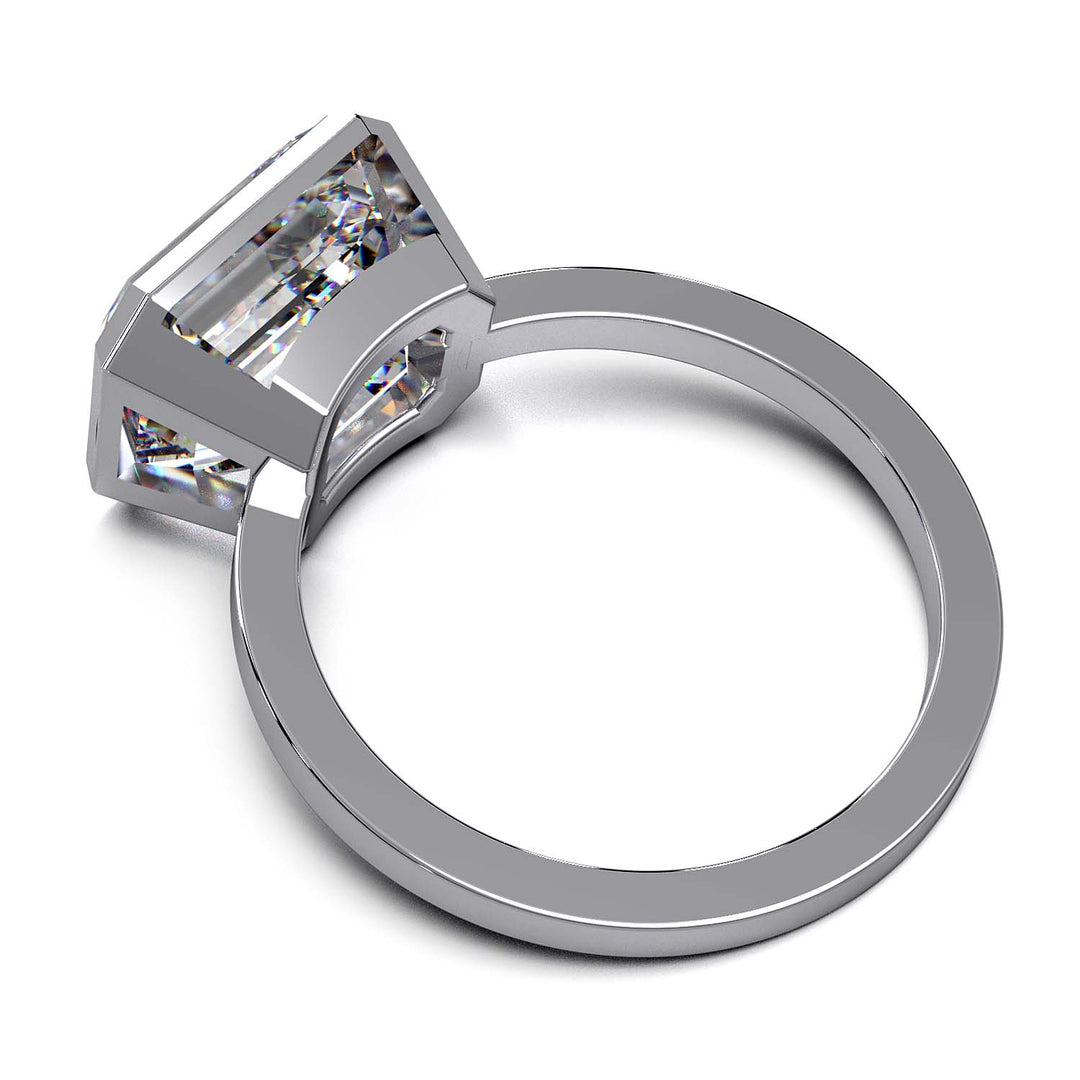 Exquisite 5.7-Carat Emerald-Cut Lab-Grown Diamond Engagement Ring in a Lustrous Bezel Setting