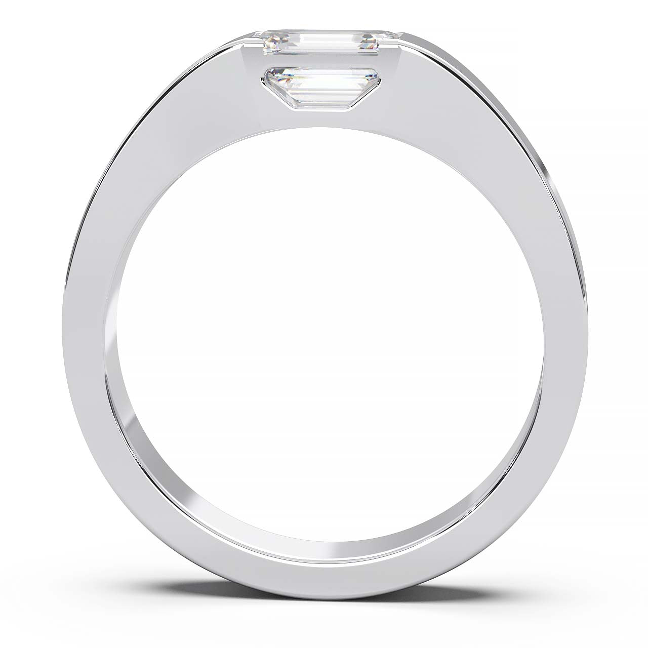 Modern Minimalist 0.5 Carat Emerald-Cut Lab-Grown Diamond Bezel Engagement Ring in Lustrous Gold