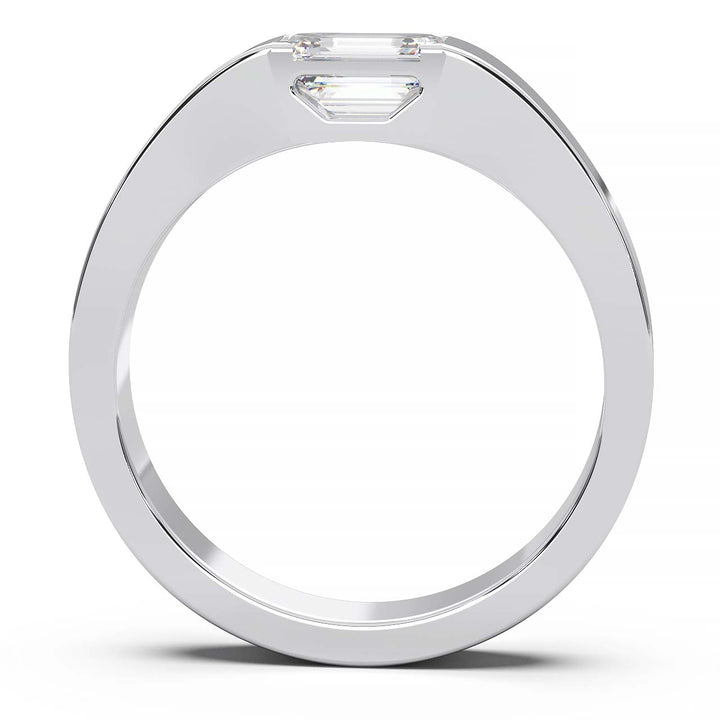 Modern Minimalist 0.5 Carat Emerald-Cut Lab-Grown Diamond Bezel Engagement Ring in Lustrous Gold
