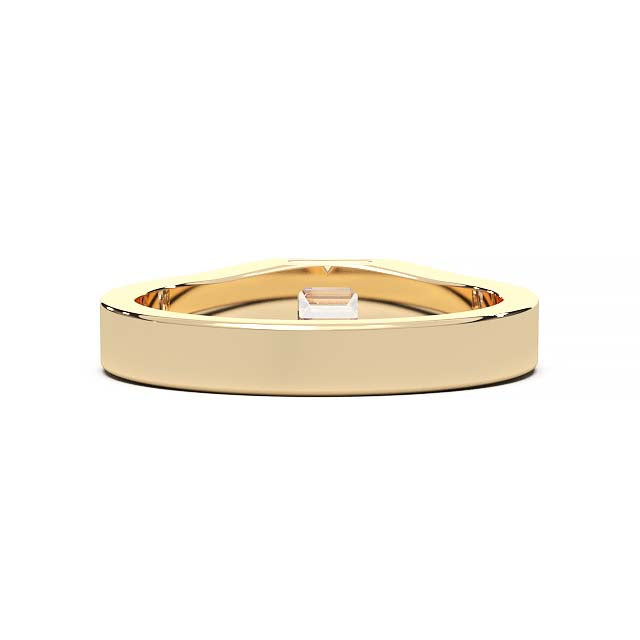 Modern Minimalist 0.5 Carat Emerald-Cut Lab-Grown Diamond Bezel Engagement Ring in Lustrous Gold