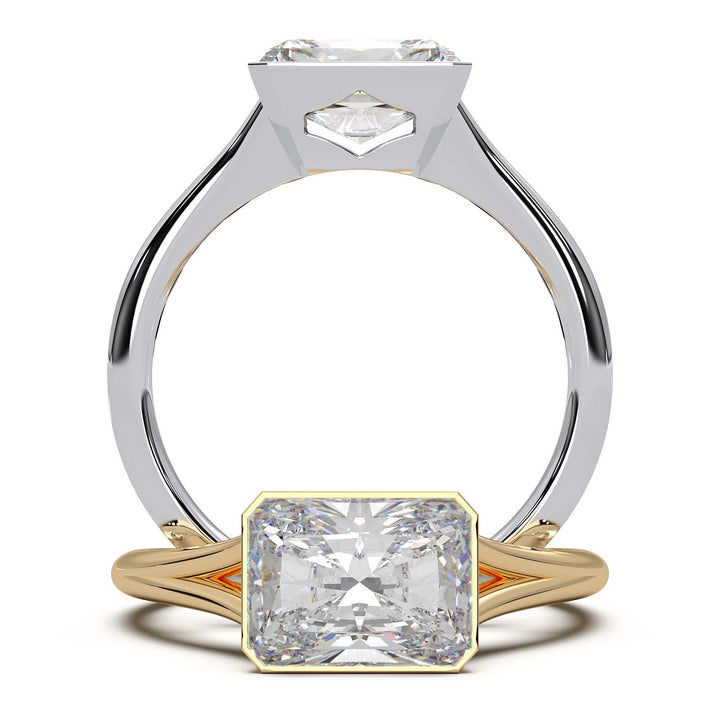 Sophisticated 1.90 Carat Radiant Cut Lab-Grown Diamond Bezel Engagement Ring with Elegant Split Shank Design