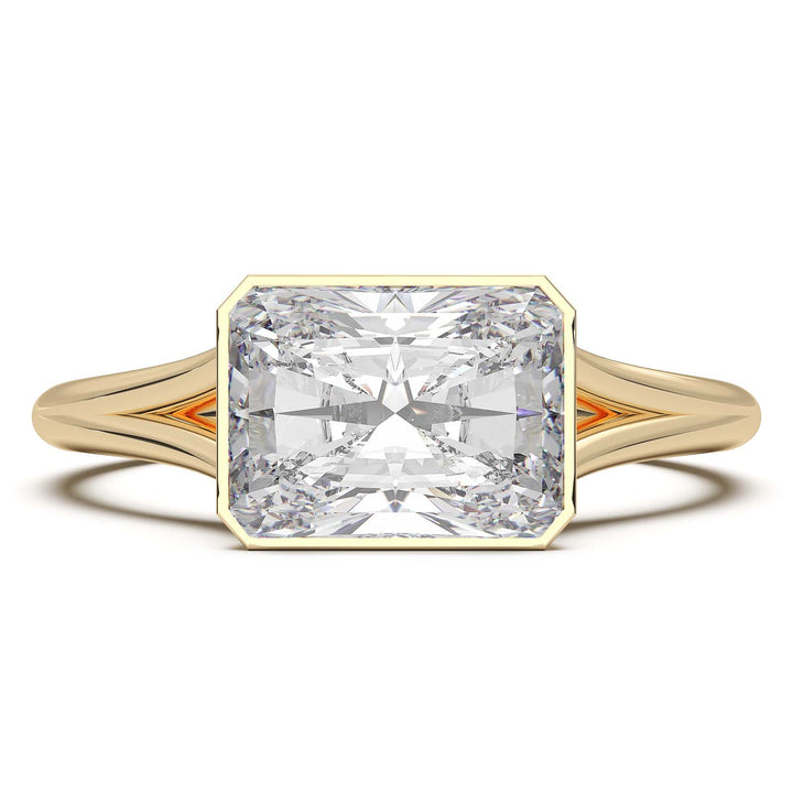 Sophisticated 1.90 Carat Radiant Cut Lab-Grown Diamond Bezel Engagement Ring with Elegant Split Shank Design