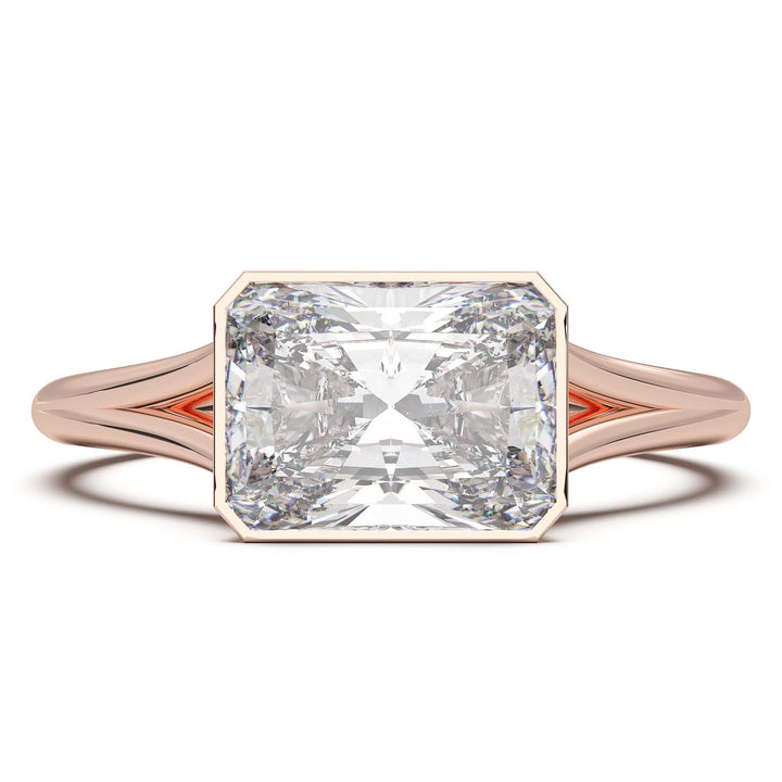 Sophisticated 1.90 Carat Radiant Cut Lab-Grown Diamond Bezel Engagement Ring with Elegant Split Shank Design