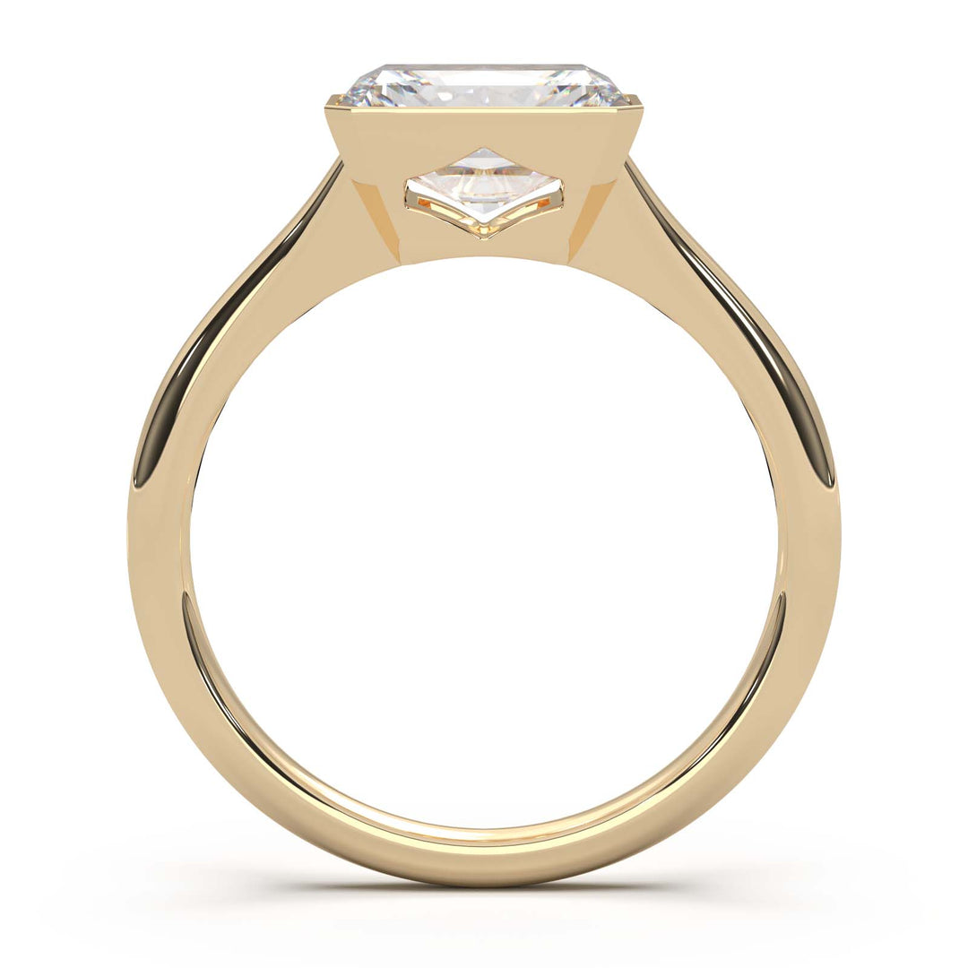 Sophisticated 1.90 Carat Radiant Cut Lab-Grown Diamond Bezel Engagement Ring with Elegant Split Shank Design