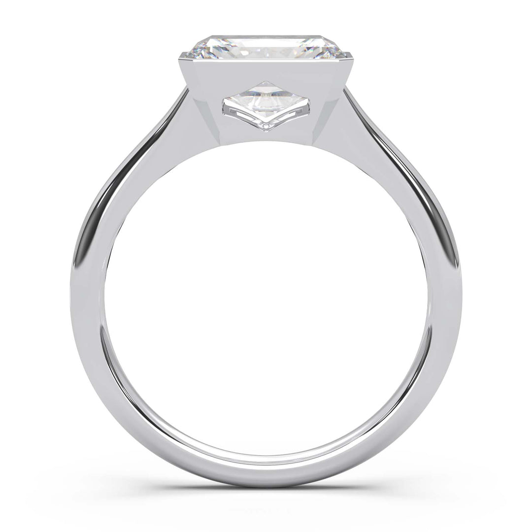 Sophisticated 1.90 Carat Radiant Cut Lab-Grown Diamond Bezel Engagement Ring with Elegant Split Shank Design