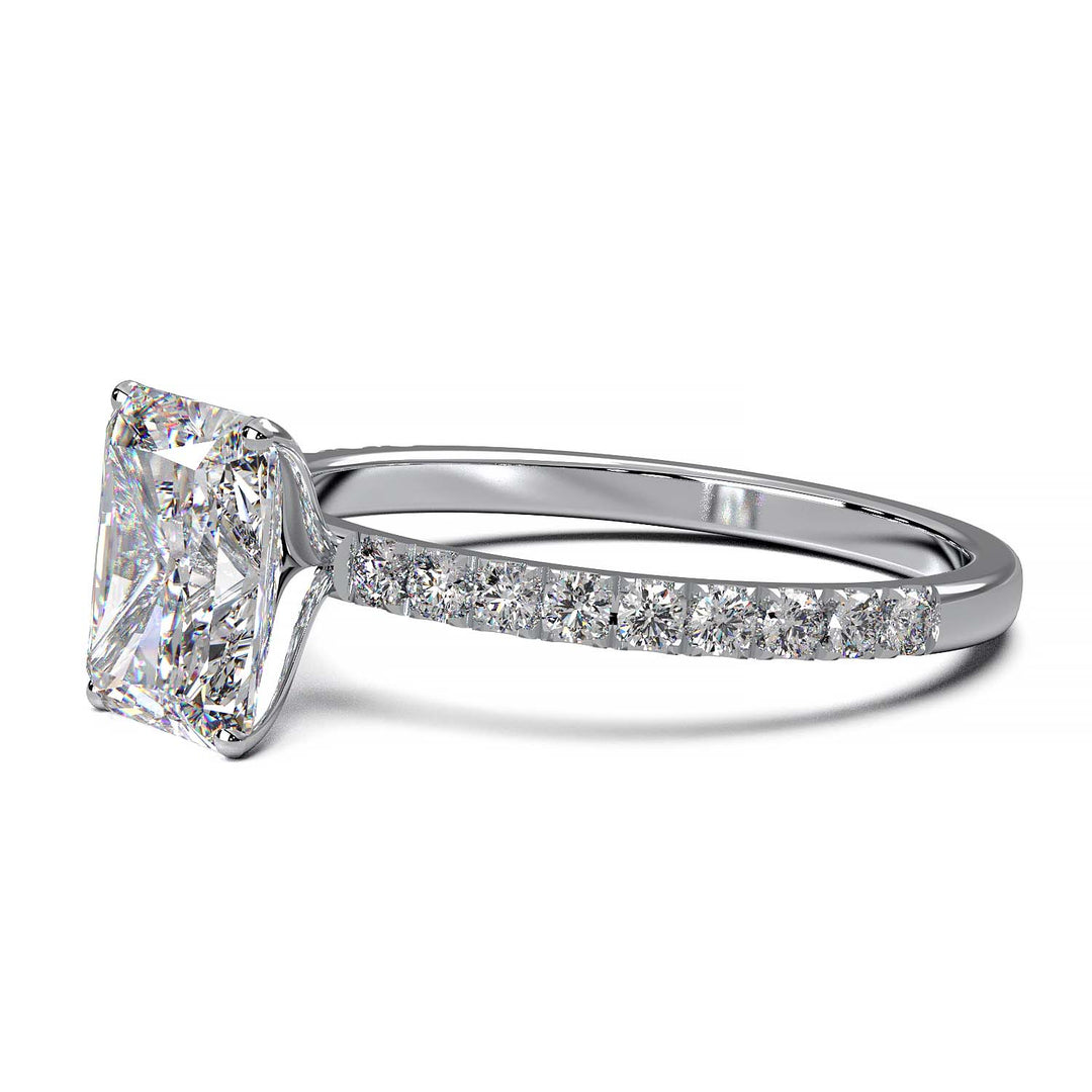 1.7 Carat Radiant Lab Grown Diamond Ring on Pave Setting
