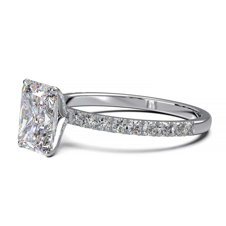 1.7 Carat Radiant Lab Grown Diamond Ring on Pave Setting