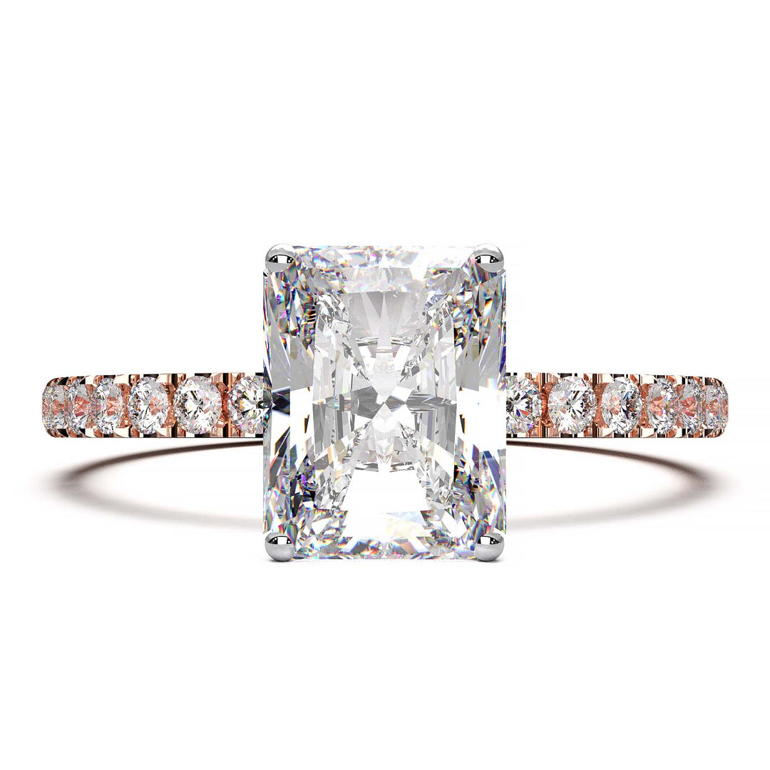 1.7 Carat Radiant Lab Grown Diamond Ring on Pave Setting