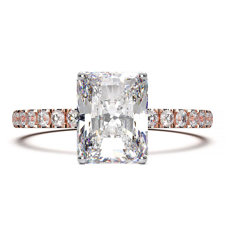 1.7 Carat Radiant Lab Grown Diamond Ring on Pave Setting