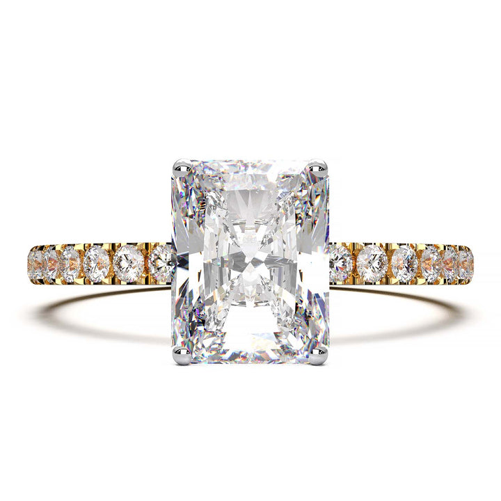 1.7 Carat Radiant Lab Grown Diamond Ring on Pave Setting