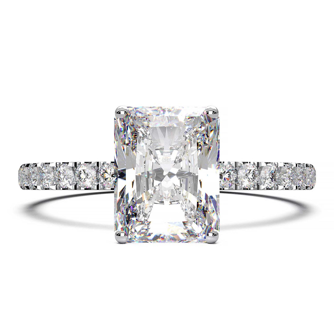 1.7 Carat Radiant Lab Grown Diamond Ring on Pave Setting