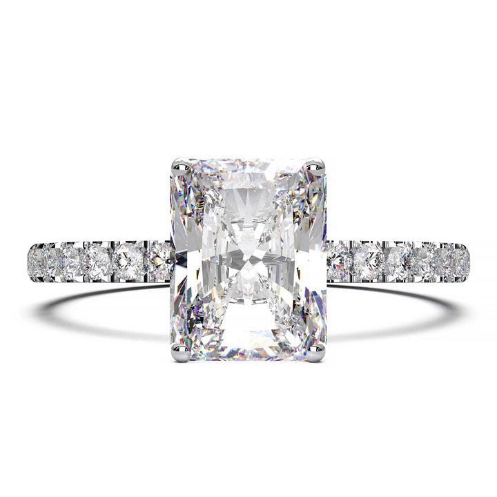 1.7 Carat Radiant Lab Grown Diamond Ring on Pave Setting