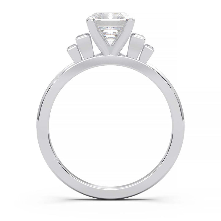 Exquisite 2.2ct Emerald-Cut Lab-Grown Yellow Diamond Engagement Ring with Flanking Baguettes Set in Lustrous Yellow Gold