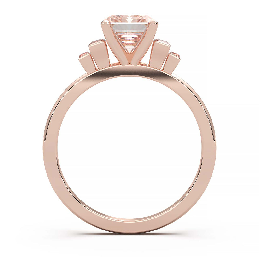 Exquisite 2.2ct Emerald-Cut Lab-Grown Yellow Diamond Engagement Ring with Flanking Baguettes Set in Lustrous Yellow Gold