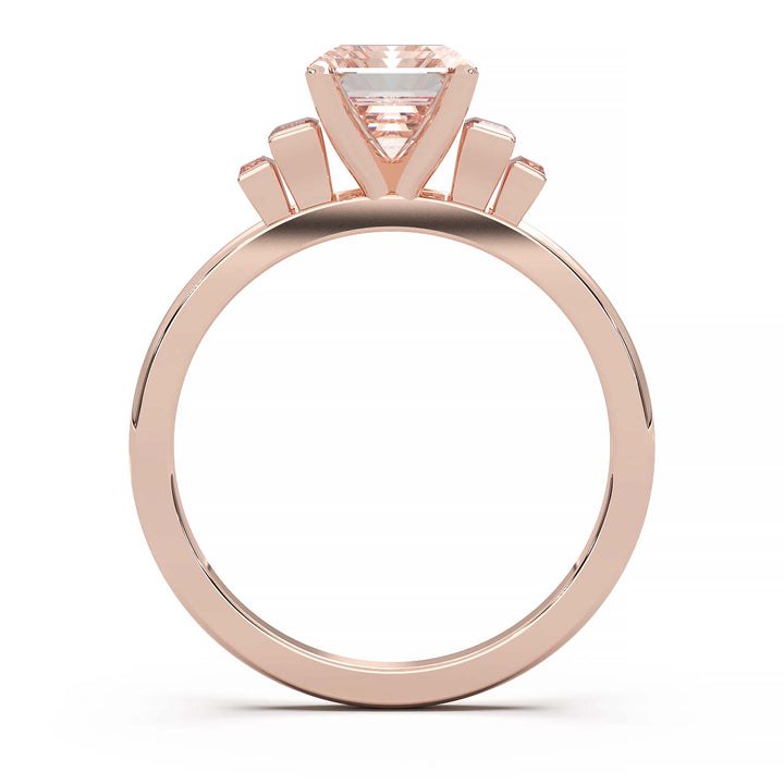 Exquisite 2.2ct Emerald-Cut Lab-Grown Yellow Diamond Engagement Ring with Flanking Baguettes Set in Lustrous Yellow Gold