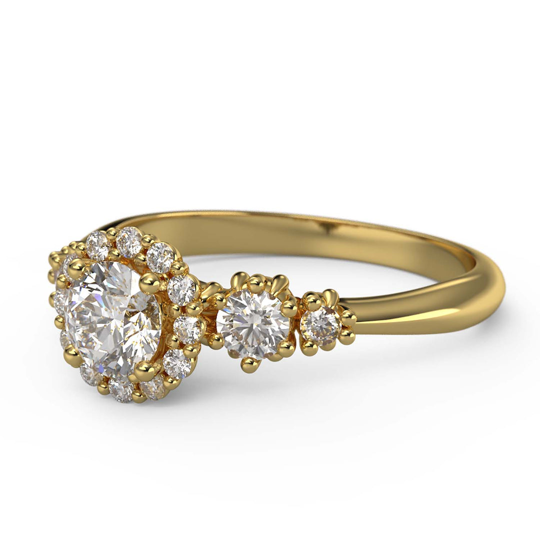 Exquisite Five Stone Lab-Grown Diamond Engagement Ring with a Dazzling 0.4 Carat Centerpiece