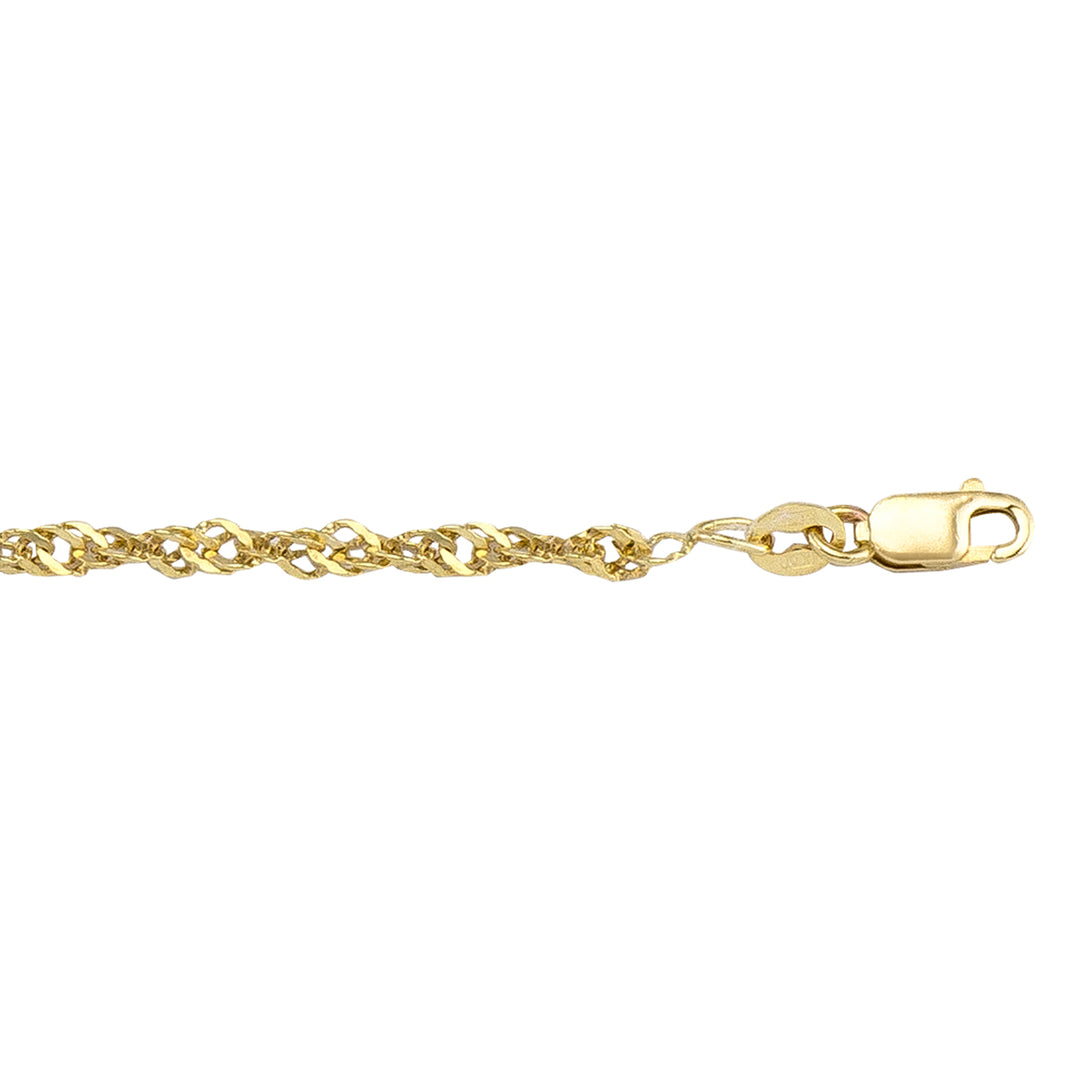 10K Yellow Gold Solid Singapore Link Anklet, 2.3mm | RUDIX JEWELLERY