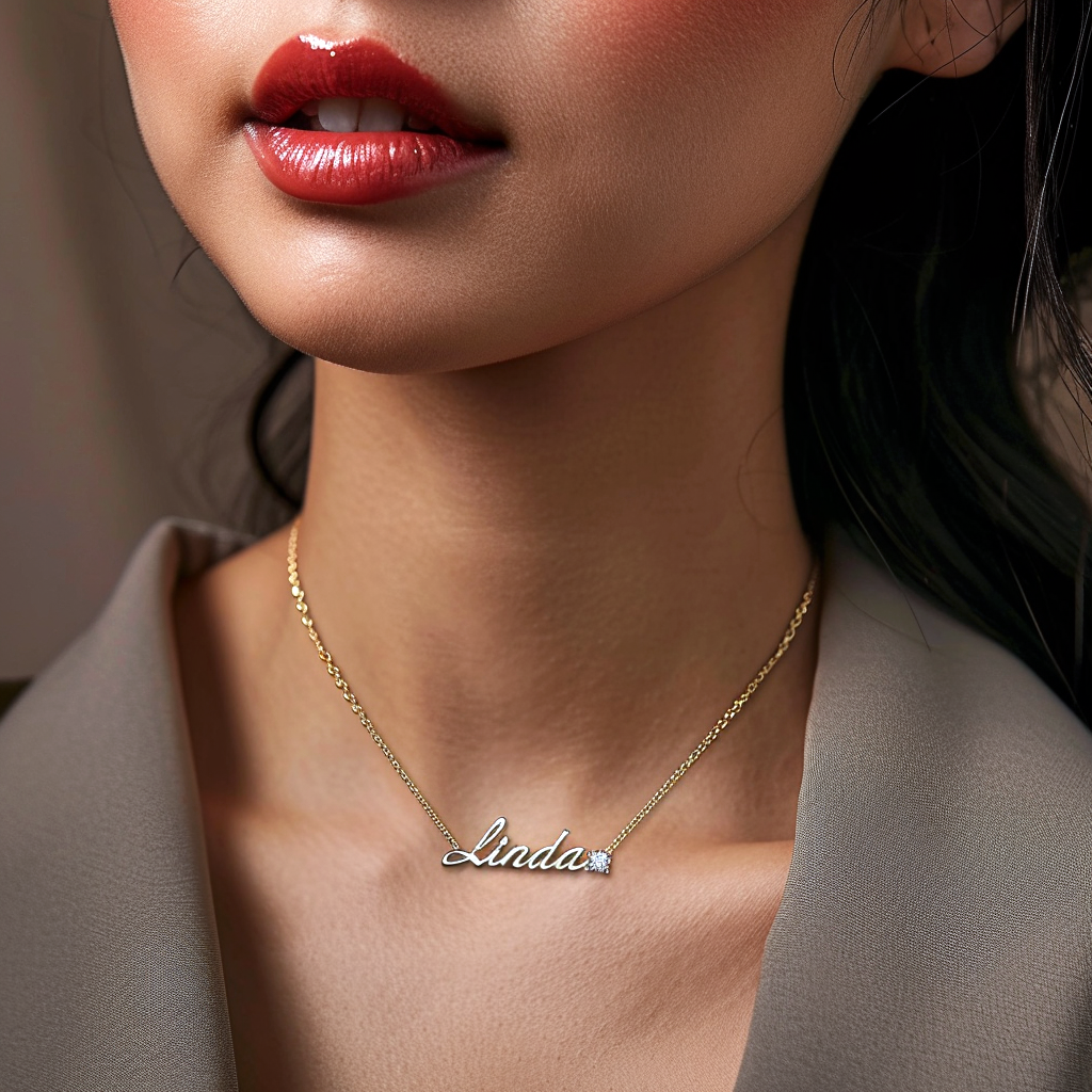 Personalized Gold Name Necklace with Diamond RUDIX JEWELLERY Hamilton Rudix Jewellery