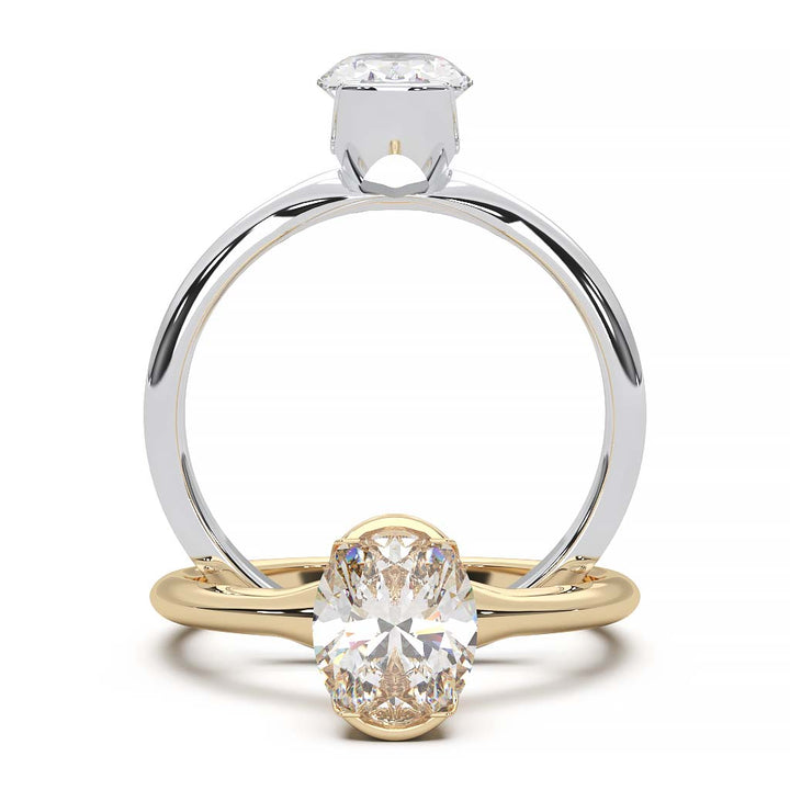 Exquisite Modern Elegance 1.25 CT Oval Lab-Grown Diamond Half Bezel Engagement Ring in Lustrous Gold