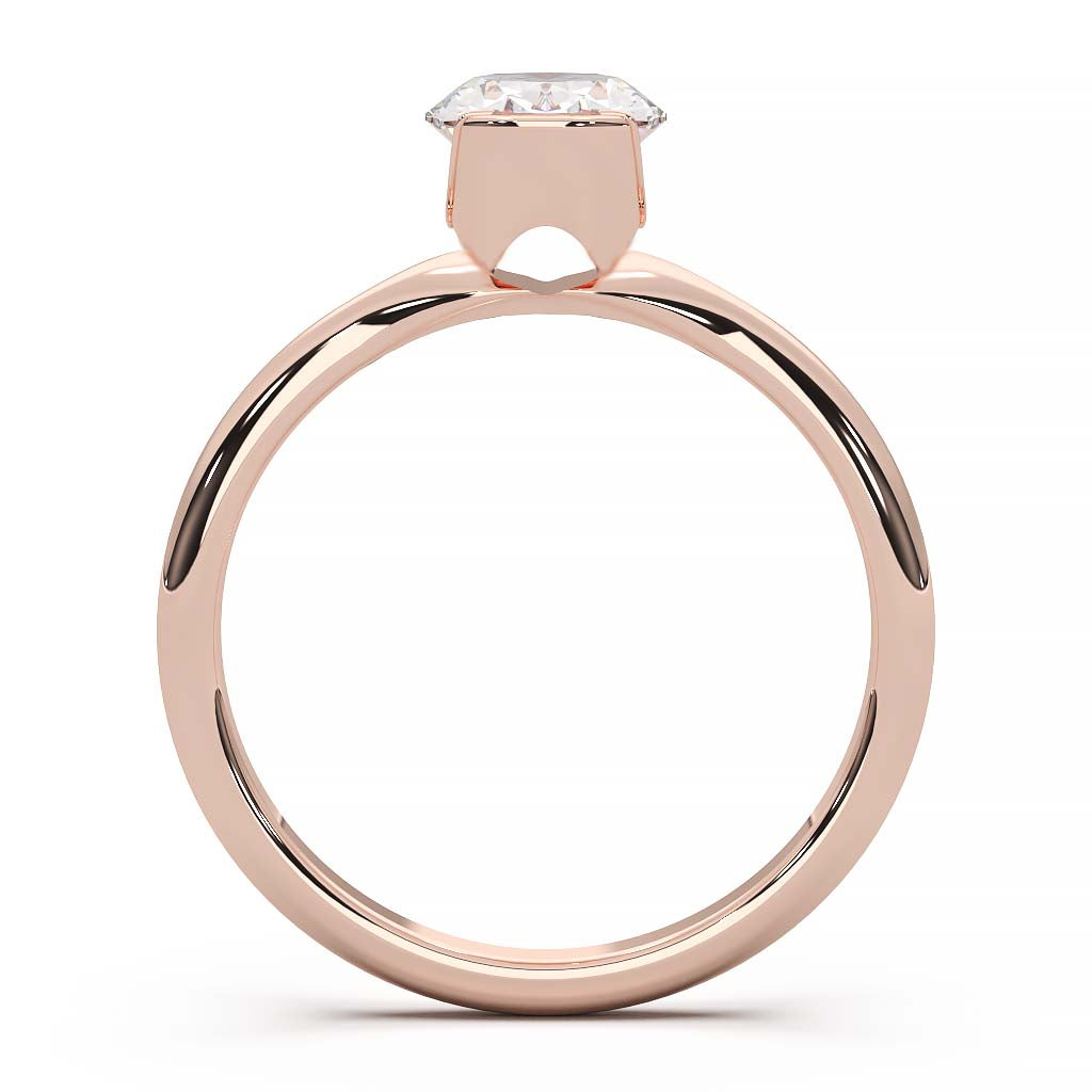 Exquisite Modern Elegance 1.25 CT Oval Lab-Grown Diamond Half Bezel Engagement Ring in Lustrous Gold