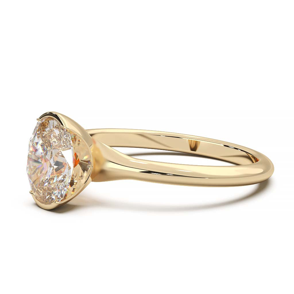 Exquisite Modern Elegance 1.25 CT Oval Lab-Grown Diamond Half Bezel Engagement Ring in Lustrous Gold