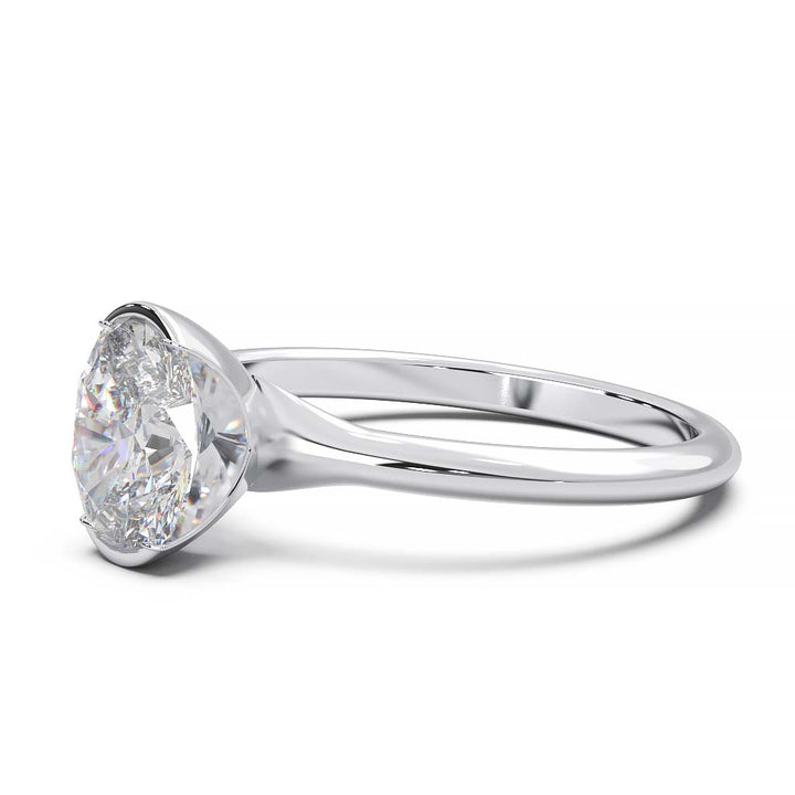 Exquisite Modern Elegance 1.25 CT Oval Lab-Grown Diamond Half Bezel Engagement Ring in Lustrous Gold