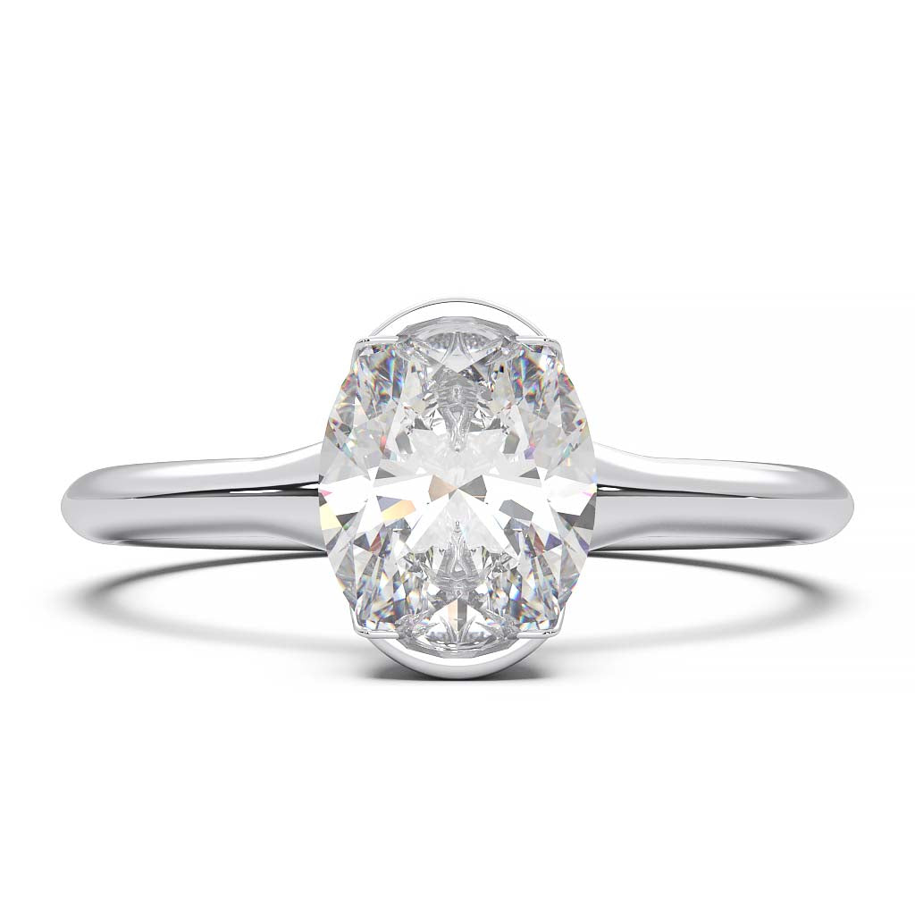 Exquisite Modern Elegance 1.25 CT Oval Lab-Grown Diamond Half Bezel Engagement Ring in Lustrous Gold
