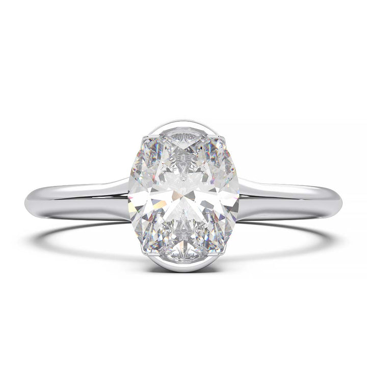 Exquisite Modern Elegance 1.25 CT Oval Lab-Grown Diamond Half Bezel Engagement Ring in Lustrous Gold