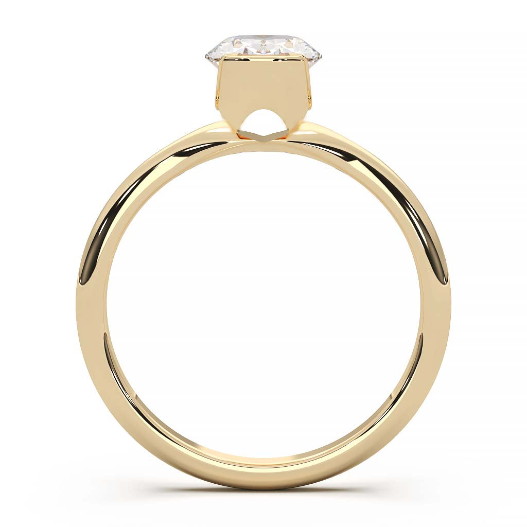 Exquisite Modern Elegance 1.25 CT Oval Lab-Grown Diamond Half Bezel Engagement Ring in Lustrous Gold