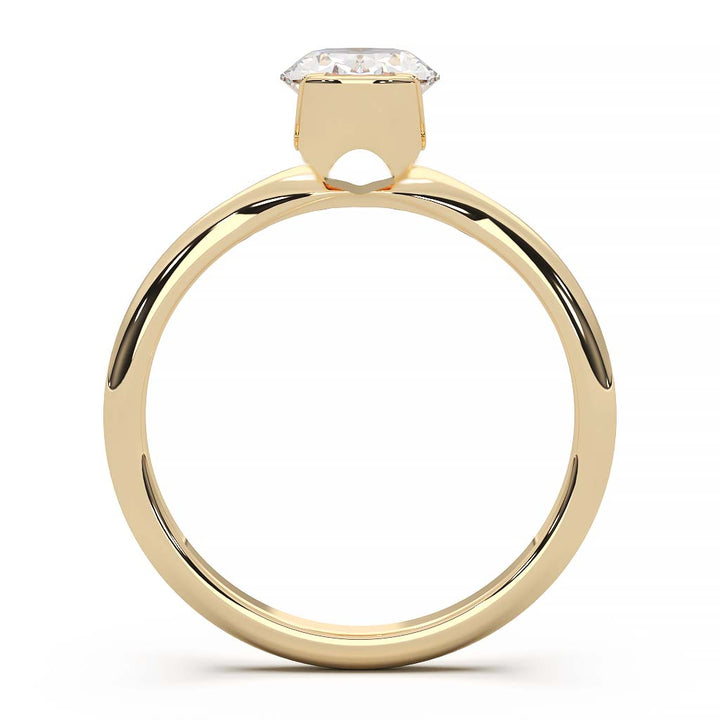 Exquisite Modern Elegance 1.25 CT Oval Lab-Grown Diamond Half Bezel Engagement Ring in Lustrous Gold